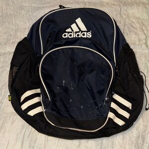 Vintage adidas Navy and Black Sport Backpack with White Accents
